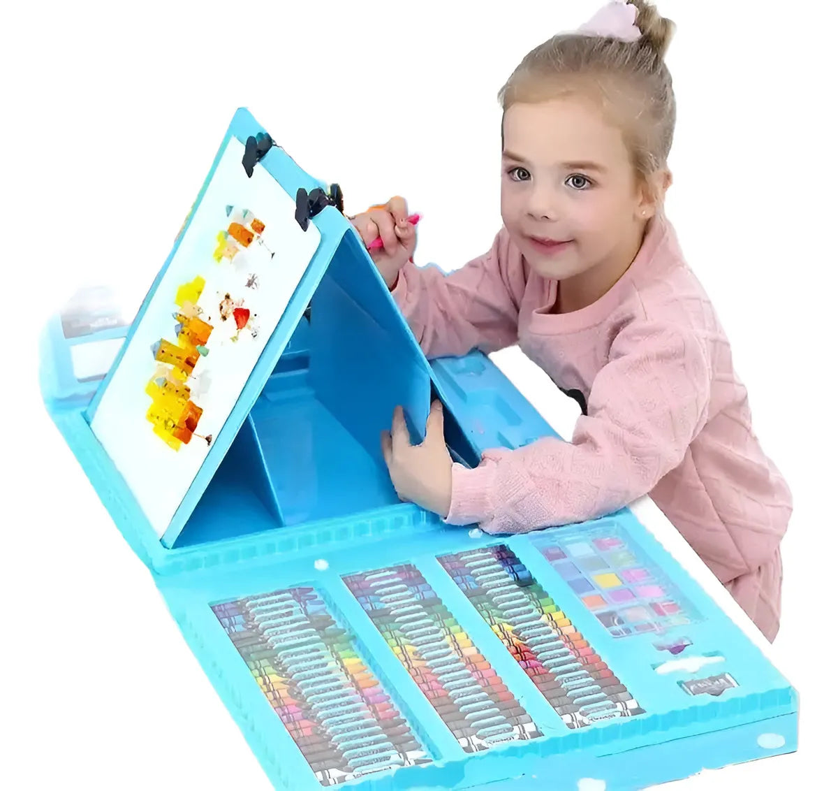 Set de Arte 208 Piezas Maletín Incluye Colores, Marcadores, Crayones y Acuarelas para Niños y Niñas