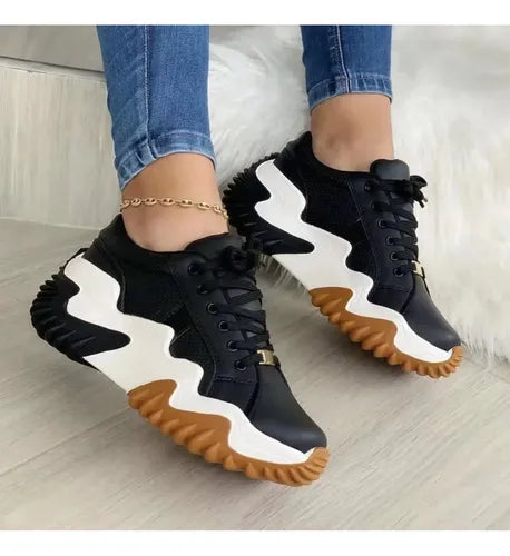 Zapatos De Mujer 2024 Primavera/otoño Con Tacón De Panecillo Ortopédicos